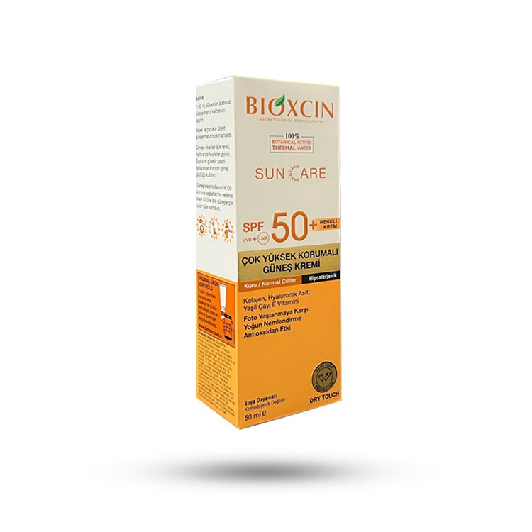 کرم ضد آفتاب رنگی بیوکسین SPF50 مخصوص پوست نرمال و خشک 50 میل